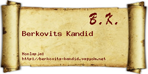 Berkovits Kandid névjegykártya